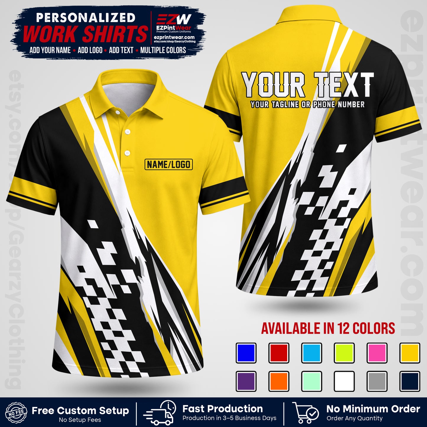 Custom Racing Shirt with Name, Logo & Text | Race Team Uniform | Crew Apparel RC04