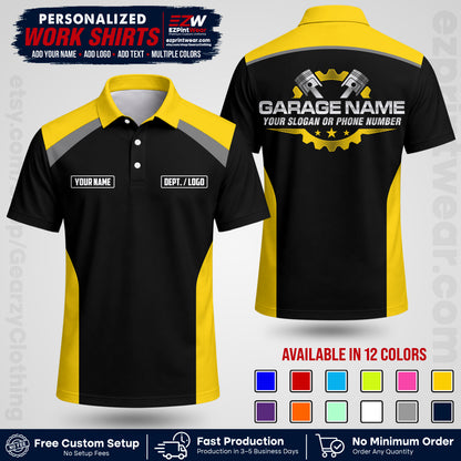 Custom Mechanic Work Shirt with Name, Logo & Text | Auto Shop Uniform | Workwear MCN 06