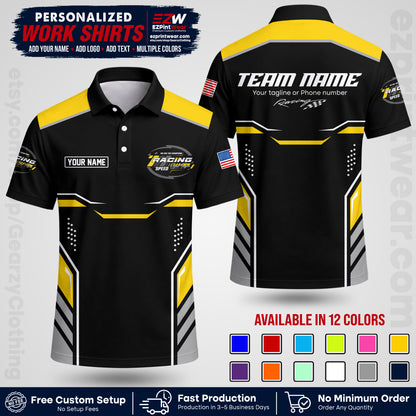 Custom Racing Shirt with Name, Logo & Text | Race Team Uniform | Crew Apparel RC10