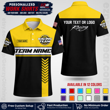 Custom Racing Shirt with Name, Logo & Text | Race Team Uniform | Crew Apparel RC02