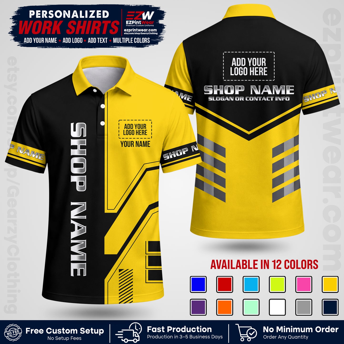 Custom All Over Print Work Uniform Shirt with Name, Logo & Text | Custom Hawaiian Shirt | Company Shirt | Employee Uniform UNF11