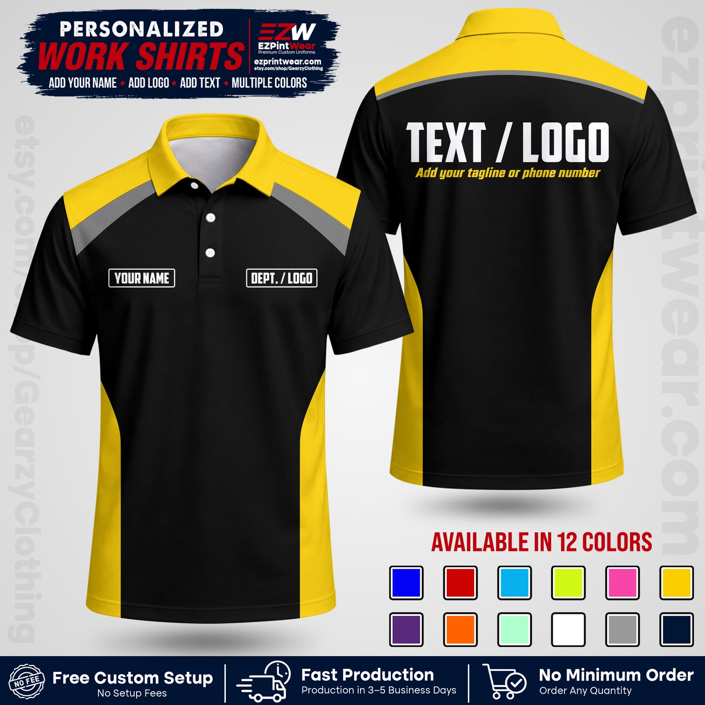 Custom All Over Print Work Uniform Shirt with Name, Logo & Text | Custom Hawaiian Shirt | Company Shirt | Employee Uniform UNF04