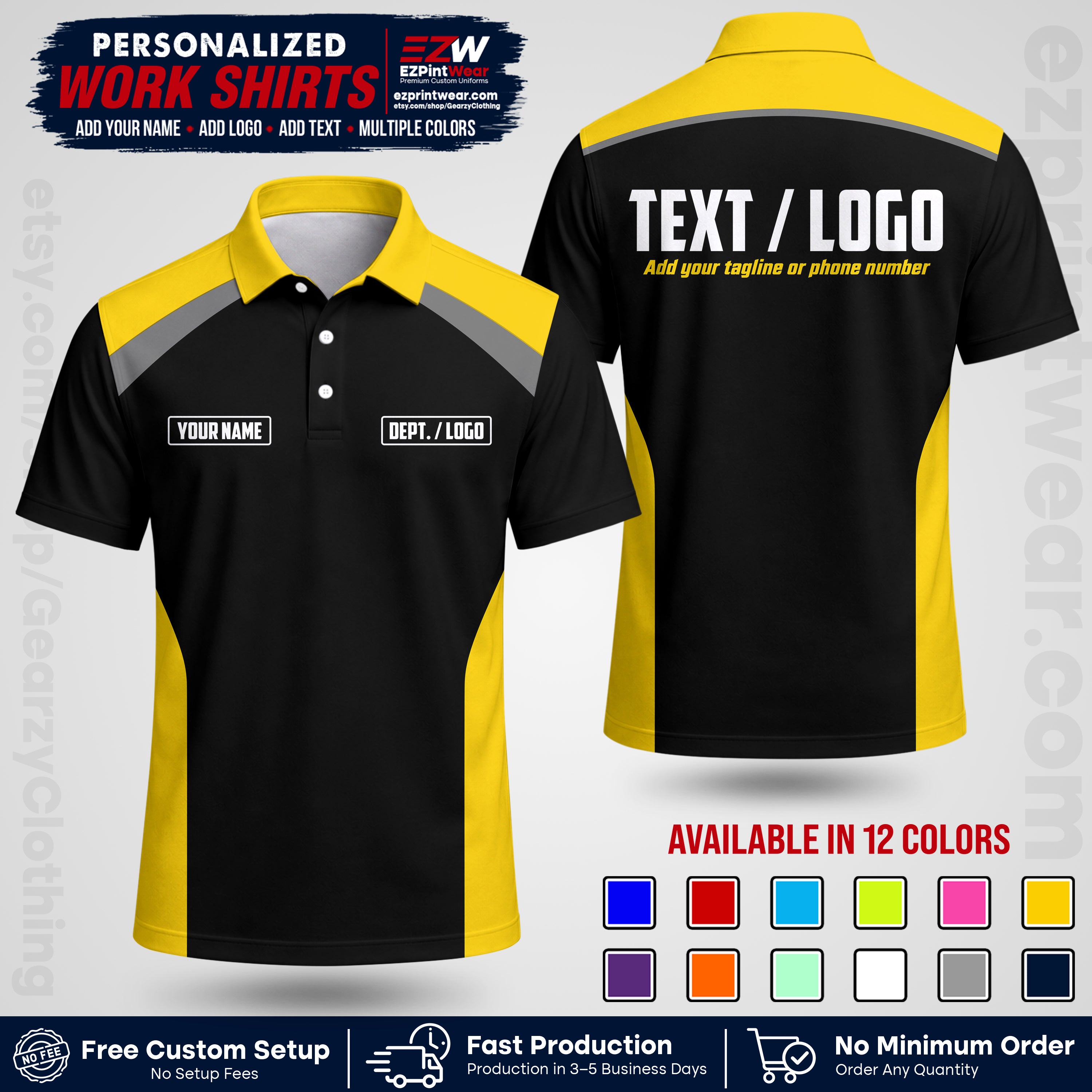 Custom All Over Print Work Uniform Shirt with Name, Logo & Text | Custom Hawaiian Shirt | Company Shirt | Employee Uniform UNF04