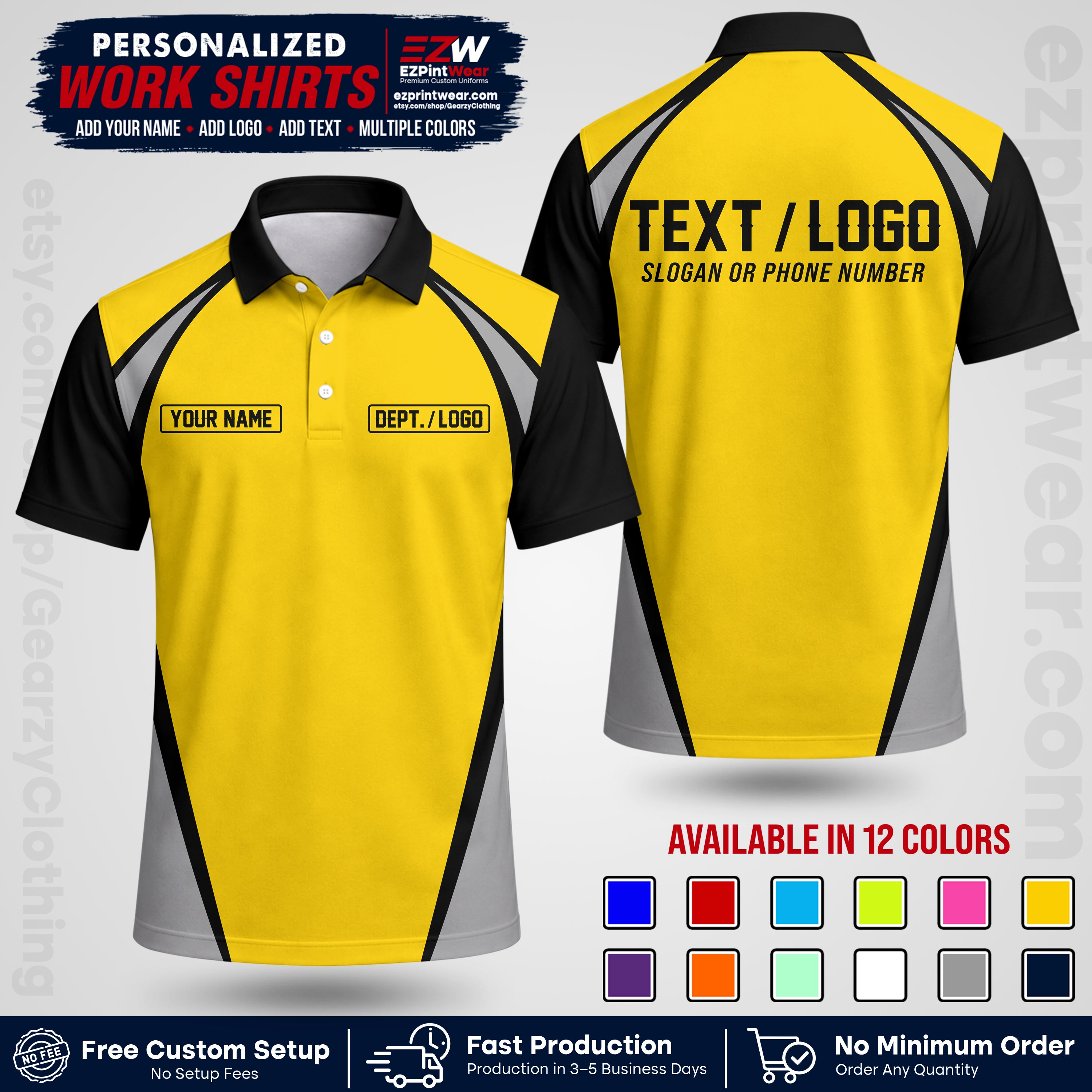 Custom All Over Print Work Uniform Shirt with Name, Logo & Text | Custom Hawaiian Shirt | Company Shirt | Employee Uniform UNF20