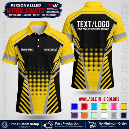 Custom All Over Print Work Uniform Shirt with Name, Logo & Text | Custom Hawaiian Shirt | Company Shirt | Employee Uniform UNF14