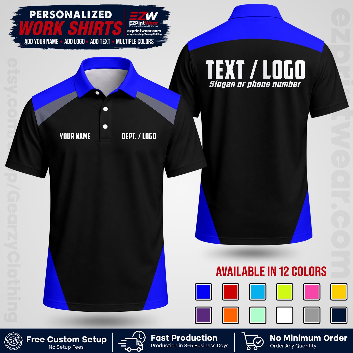 Custom All Over Print Work Uniform Shirt with Name, Logo & Text | Custom Hawaiian Shirt | Company Shirt | Employee Uniform UNF02