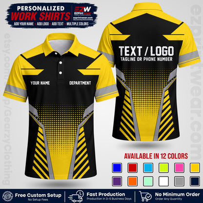 Custom All Over Print Work Uniform Shirt with Name, Logo & Text | Custom Hawaiian Shirt | Company Shirt | Employee Uniform UNF06