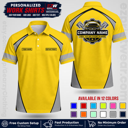 Custom Mechanic Work Shirt with Name, Logo & Text | Auto Shop Uniform | Workwear MCN 09