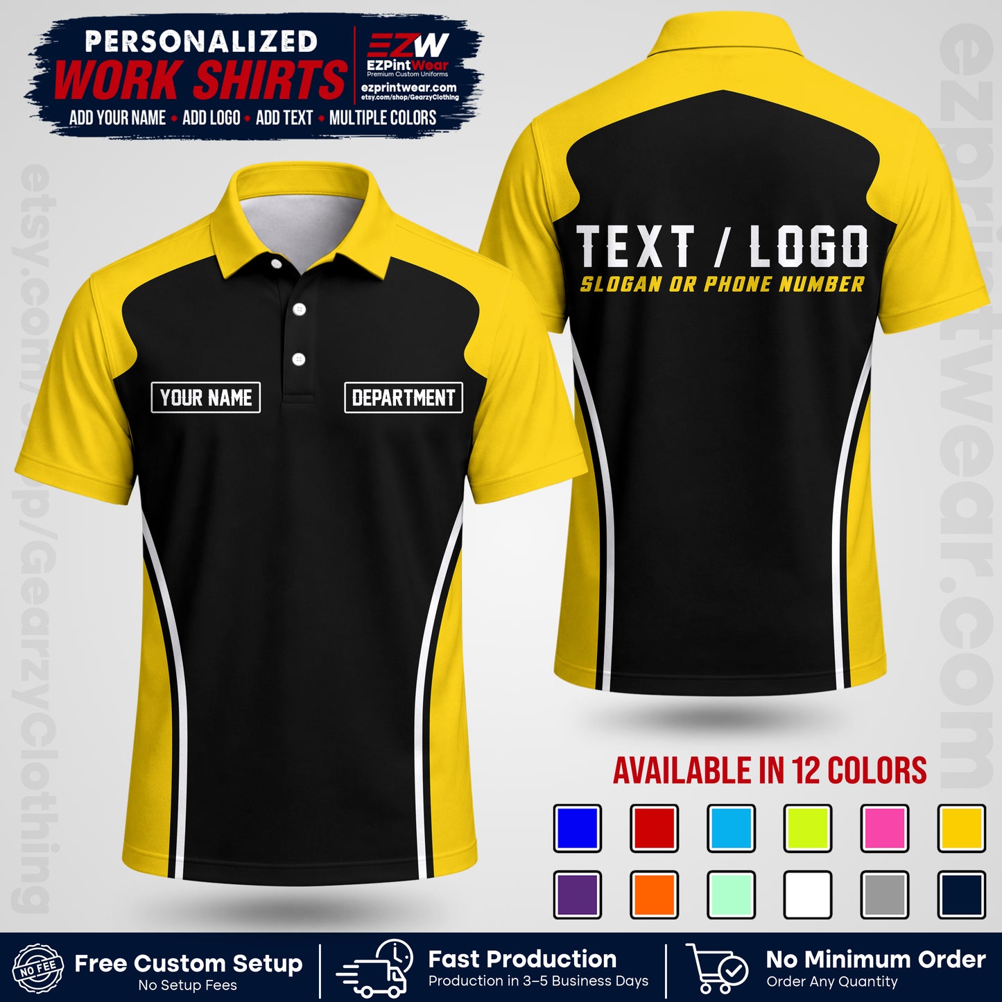 Custom All Over Print Work Uniform Shirt with Name, Logo & Text | Custom Hawaiian Shirt | Company Shirt | Employee Uniform UNF16