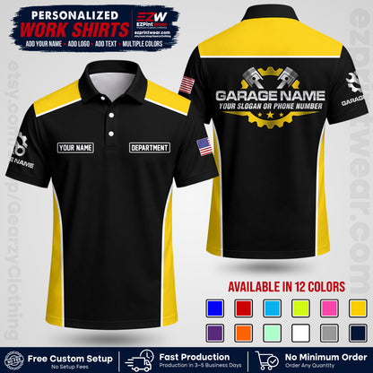 Custom Mechanic Work Shirt with Name, Logo & Text | Auto Shop Uniform | Workwear MCN 07