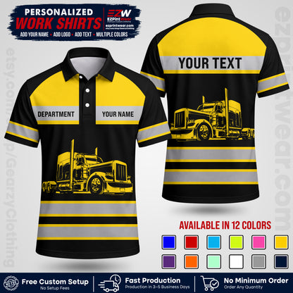 Personalized Truck Driver Workwear Uniform | Custom Safety Stripe Apparel | Non-Reflective Reflective Style Design TW02