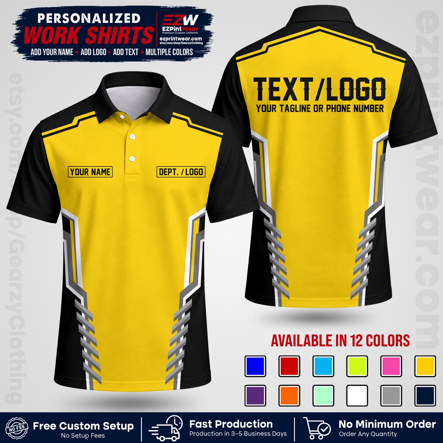 Custom All Over Print Work Uniform Shirt with Name, Logo & Text | Custom Hawaiian Shirt | Company Shirt | Employee Uniform UNF15