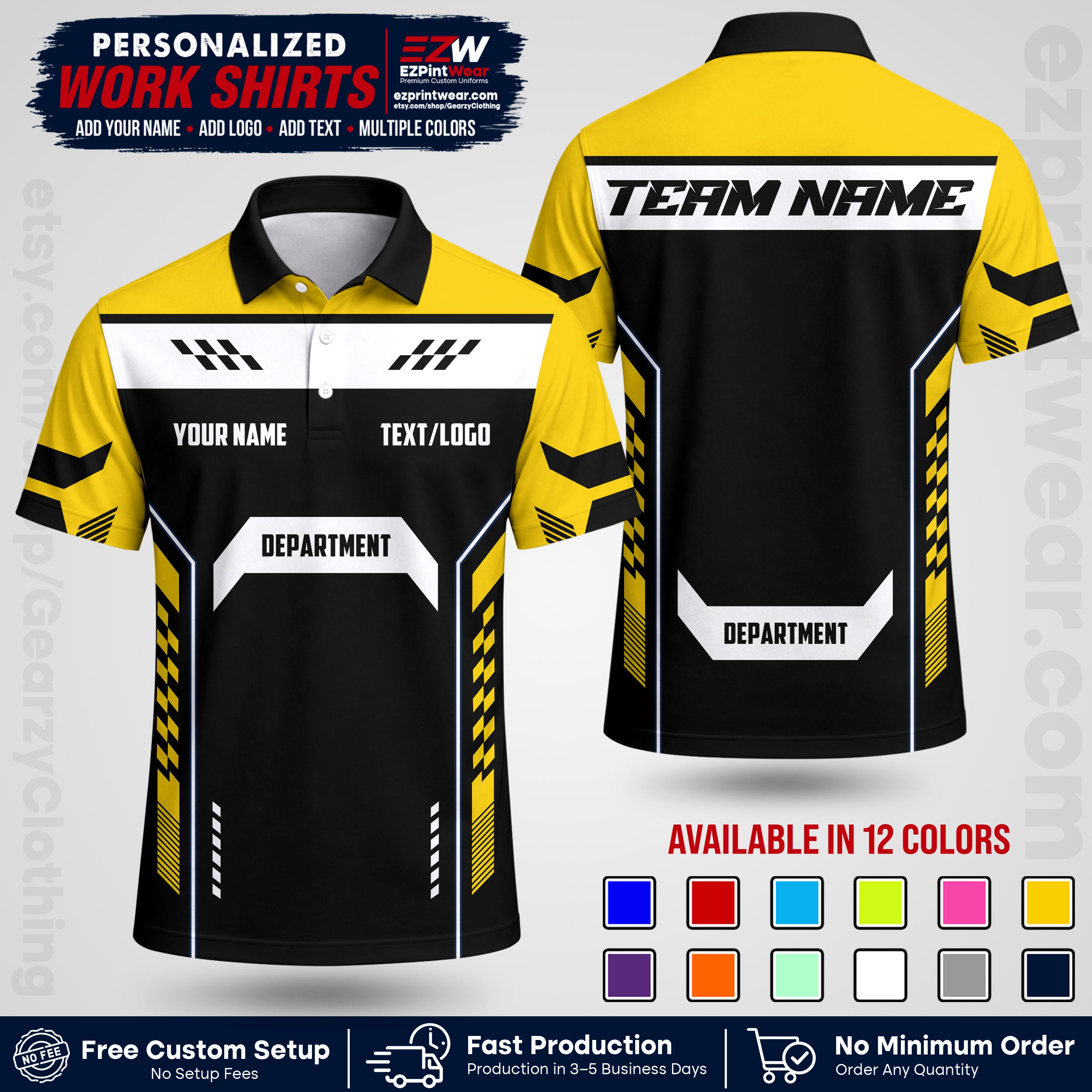 Custom All Over Print Work Uniform Shirt with Name, Logo & Text | Custom Hawaiian Shirt | Company Shirt | Employee Uniform UNF18