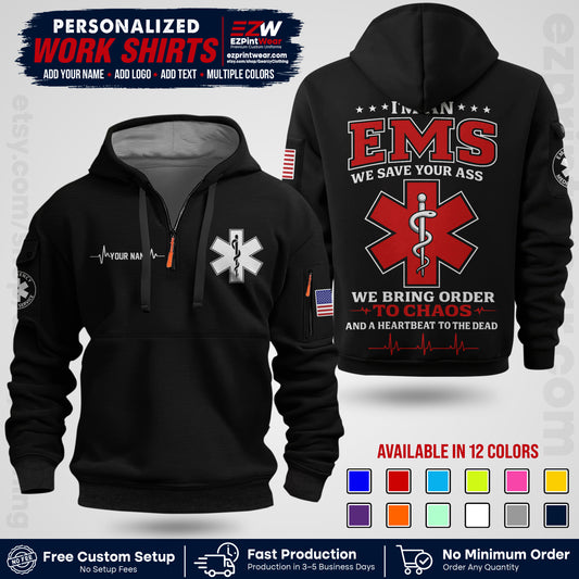 Custom EMS Shirt with Name, Logo & Text | EMS Team Uniform | First Responder Workwear EMSU05