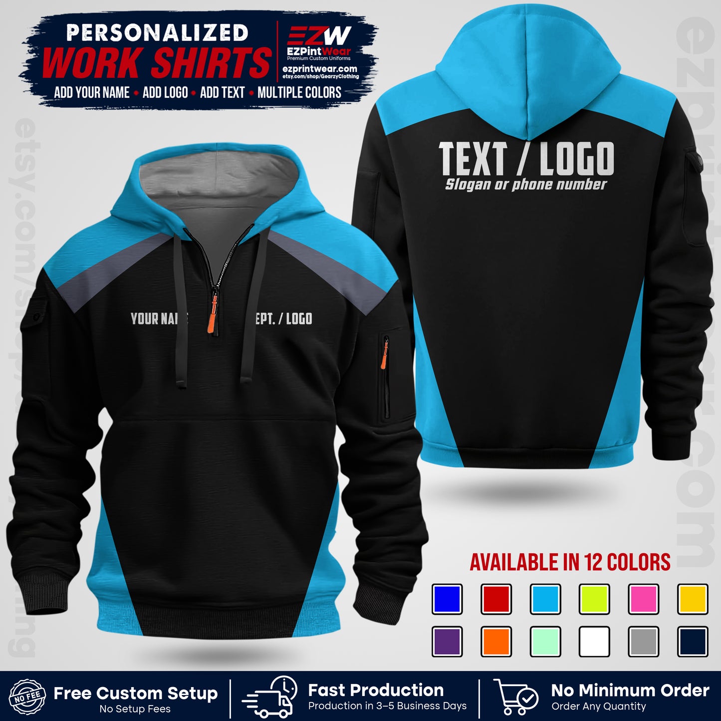 Custom All Over Print Work Uniform Shirt with Name, Logo & Text | Custom Hawaiian Shirt | Company Shirt | Employee Uniform UNF02