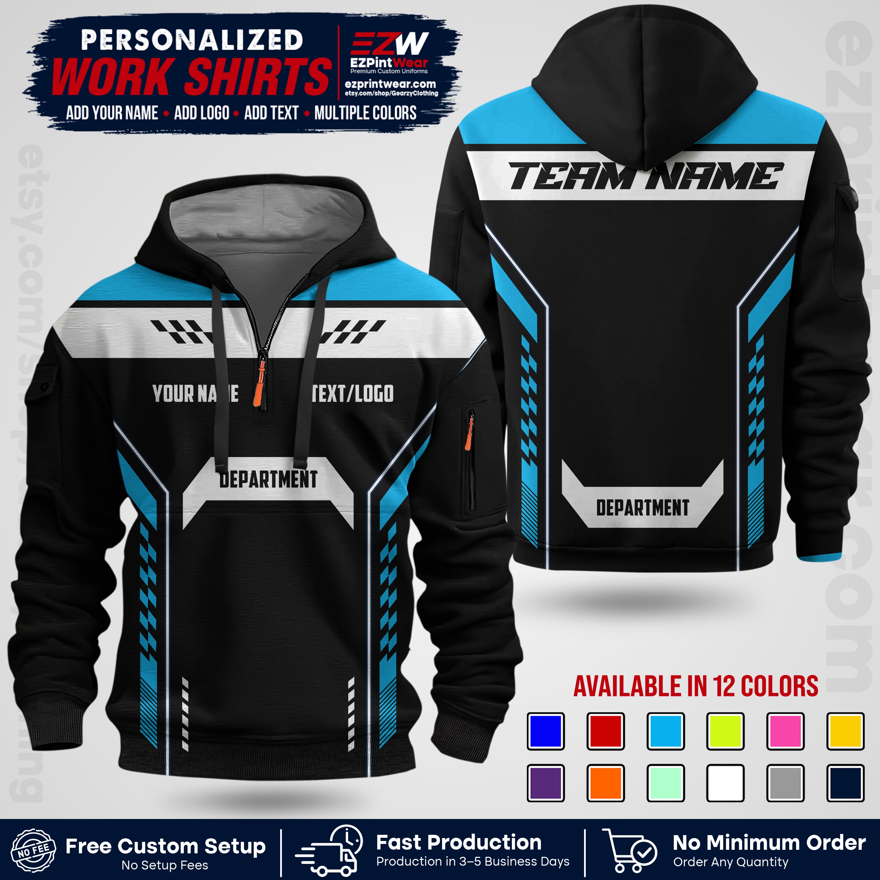 Custom All Over Print Work Uniform Shirt with Name, Logo & Text | Custom Hawaiian Shirt | Company Shirt | Employee Uniform UNF18