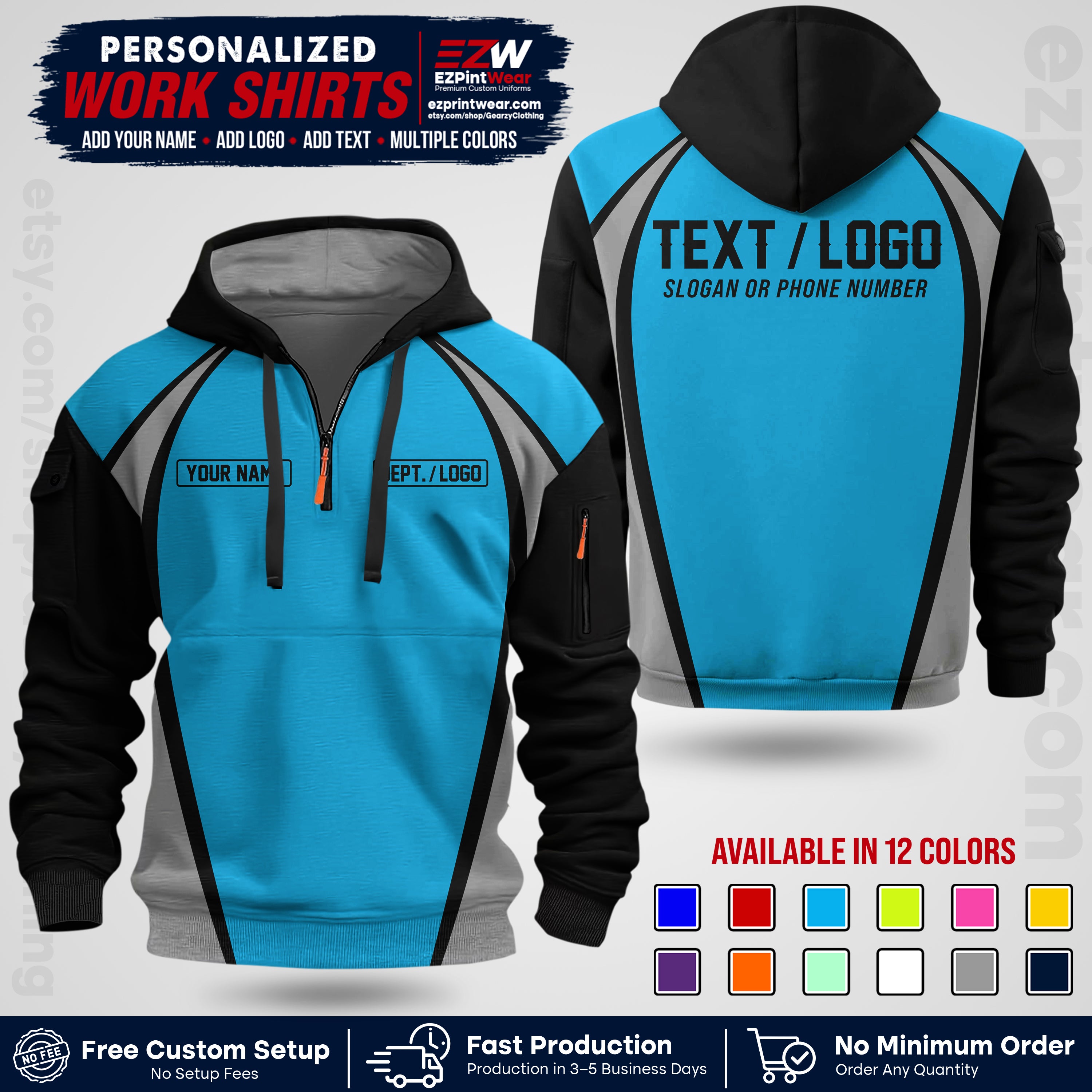 Custom All Over Print Work Uniform Shirt with Name, Logo & Text | Custom Hawaiian Shirt | Company Shirt | Employee Uniform UNF20