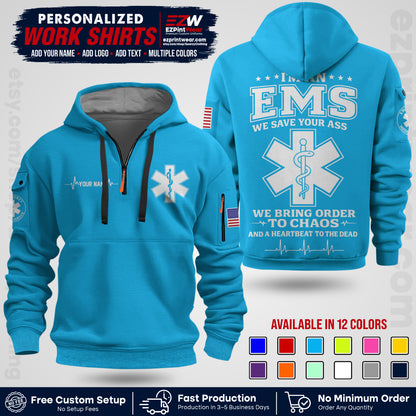 Custom EMS Shirt with Name, Logo & Text | EMS Team Uniform | First Responder Workwear EMSU05
