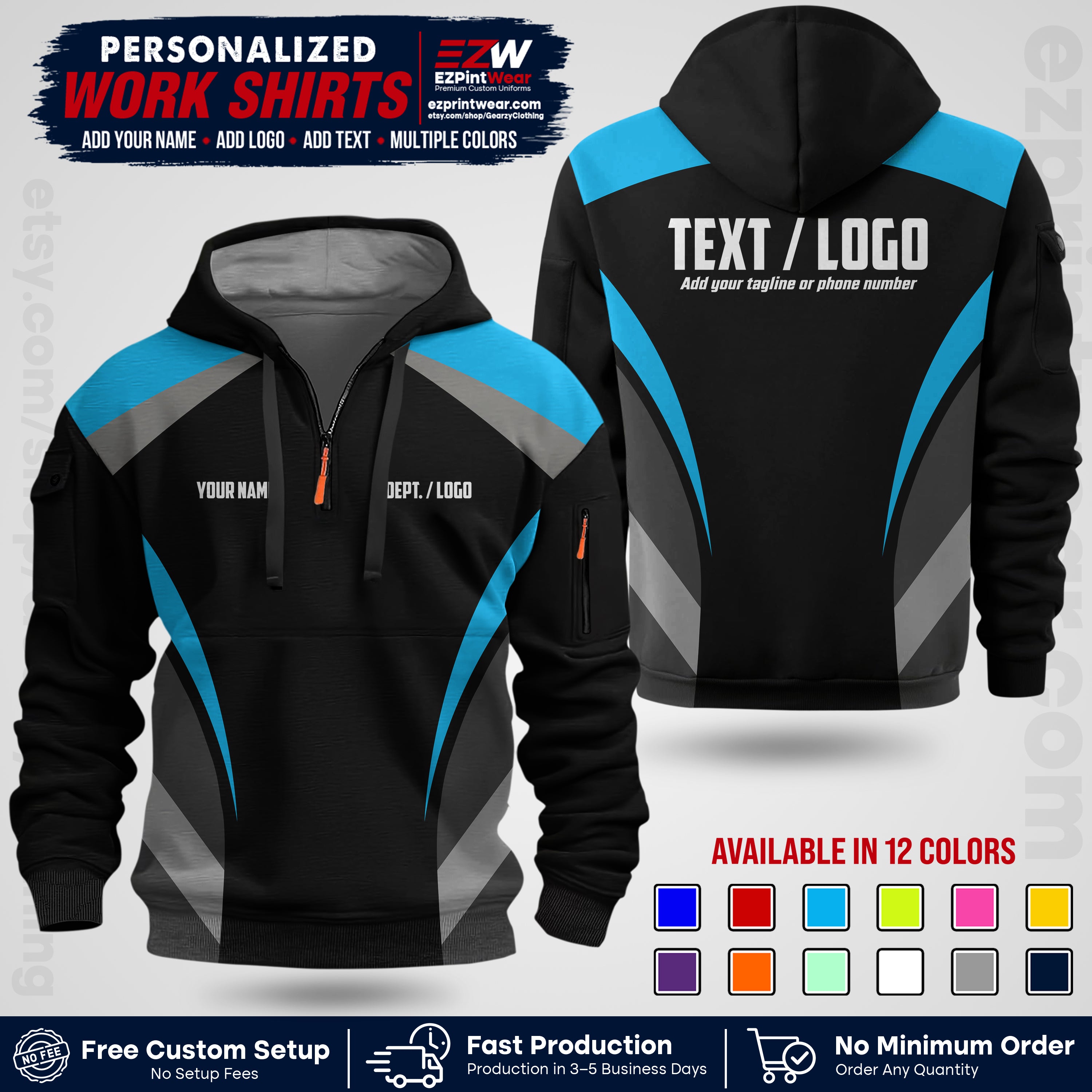 Custom All Over Print Work Uniform Shirt with Name, Logo & Text | Custom Hawaiian Shirt | Company Shirt | Employee Uniform UNF03