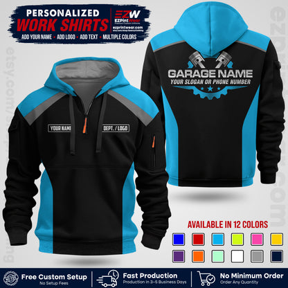 Custom Mechanic Work Shirt with Name, Logo & Text | Auto Shop Uniform | Workwear MCN 06