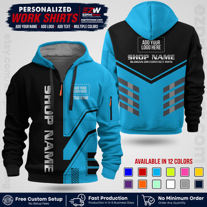 Custom All Over Print Work Uniform Shirt with Name, Logo & Text | Custom Hawaiian Shirt | Company Shirt | Employee Uniform UNF11