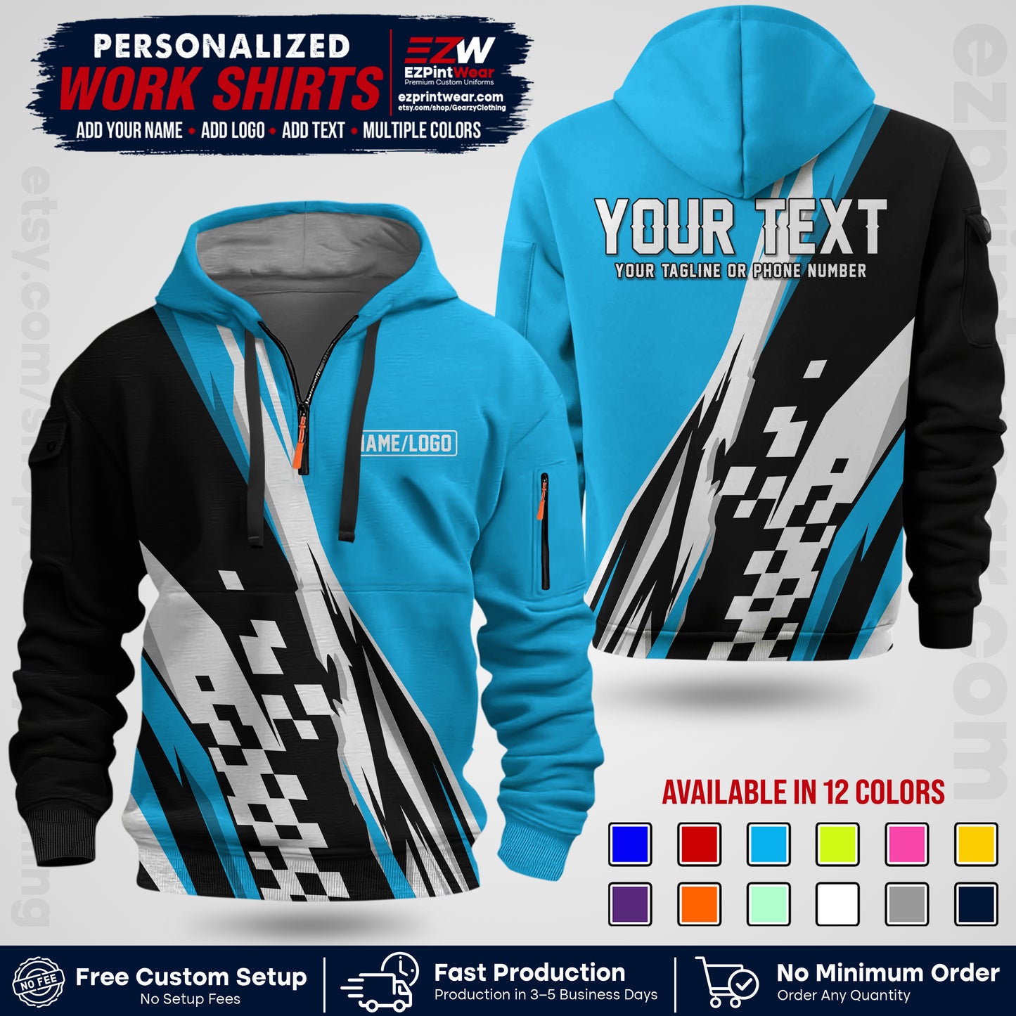 Custom Racing Shirt with Name, Logo & Text | Race Team Uniform | Crew Apparel RC04