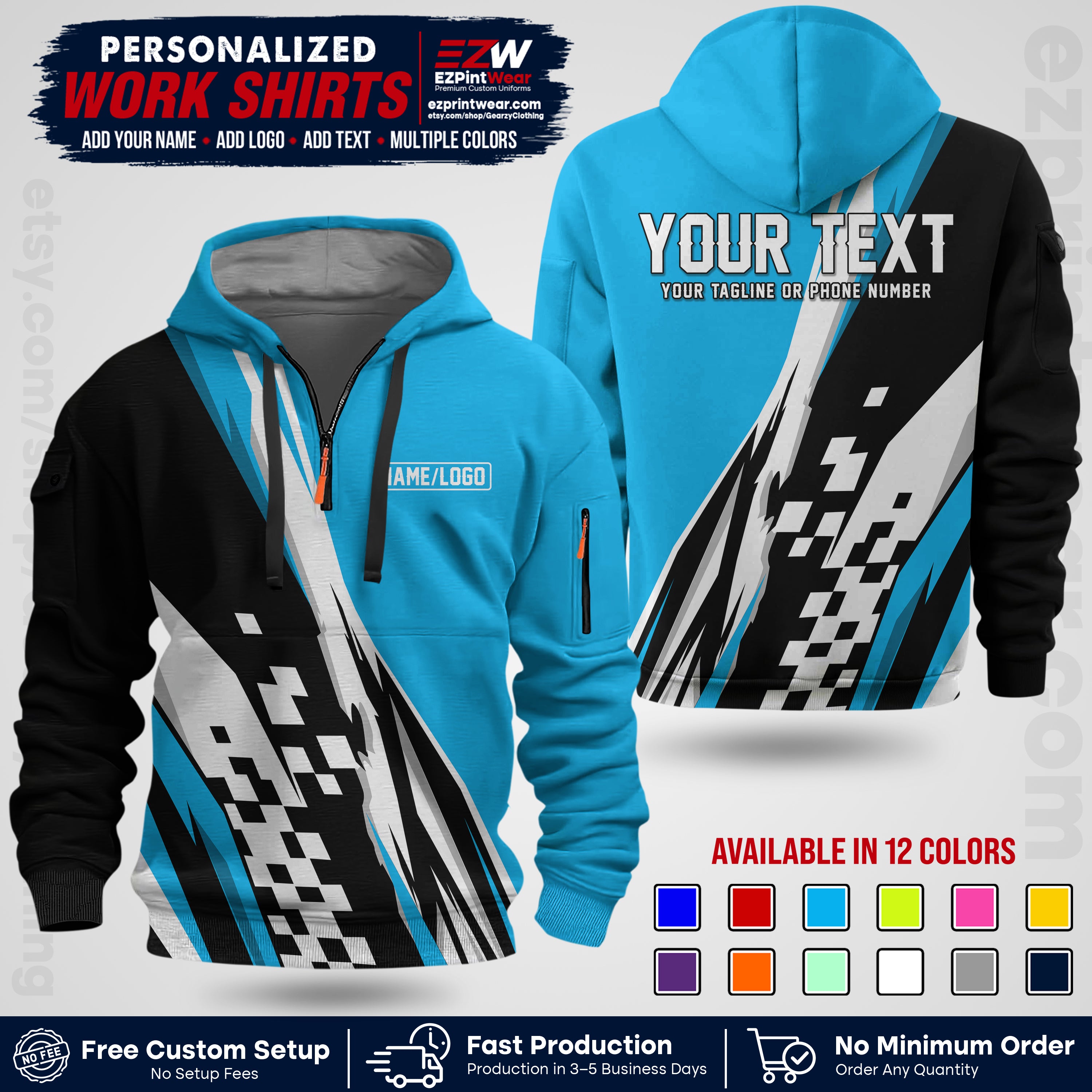 Custom Racing Shirt with Name, Logo & Text | Race Team Uniform | Crew Apparel RC04