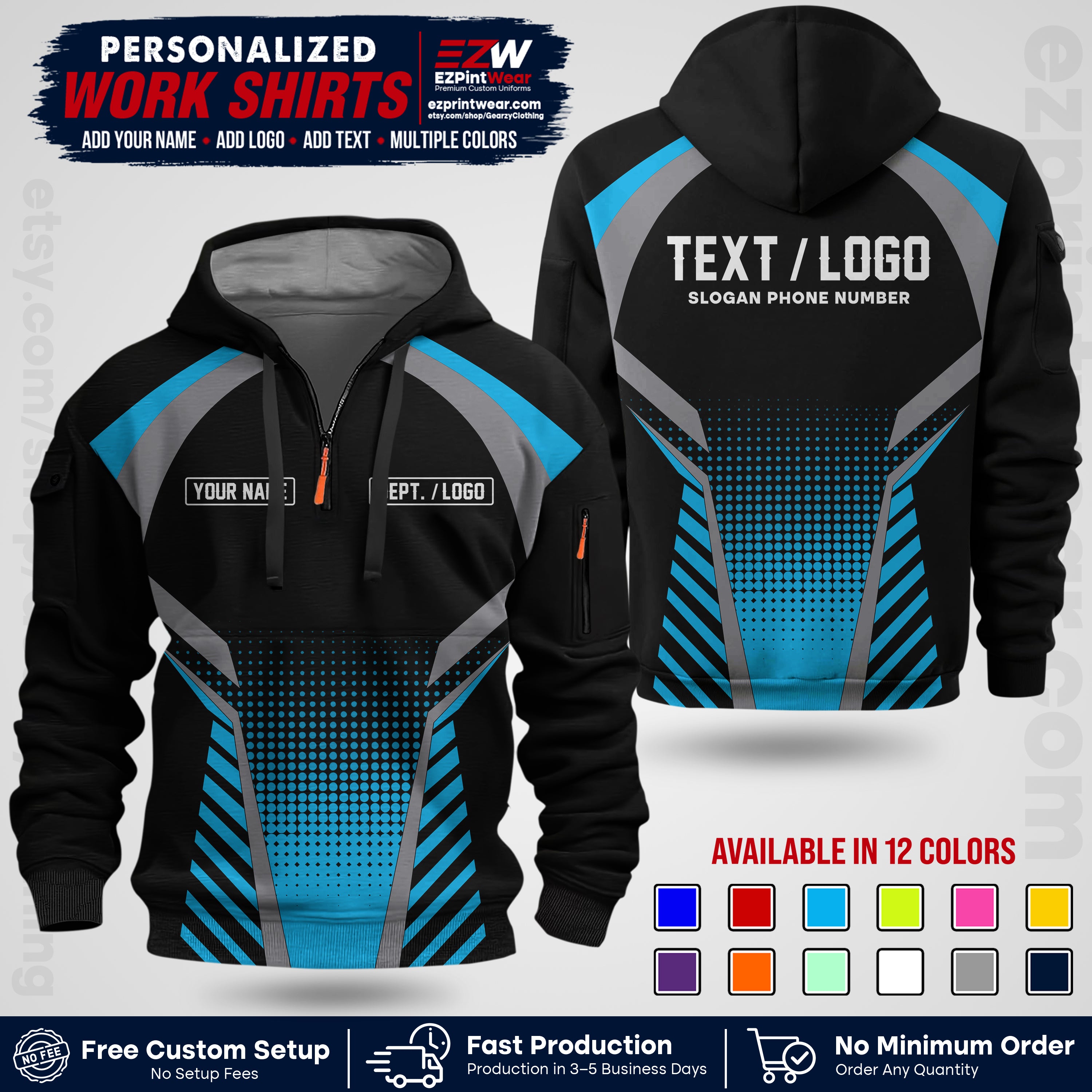 Custom All Over Print Work Uniform Shirt with Name, Logo & Text | Custom Hawaiian Shirt | Company Shirt | Employee Uniform UNF19