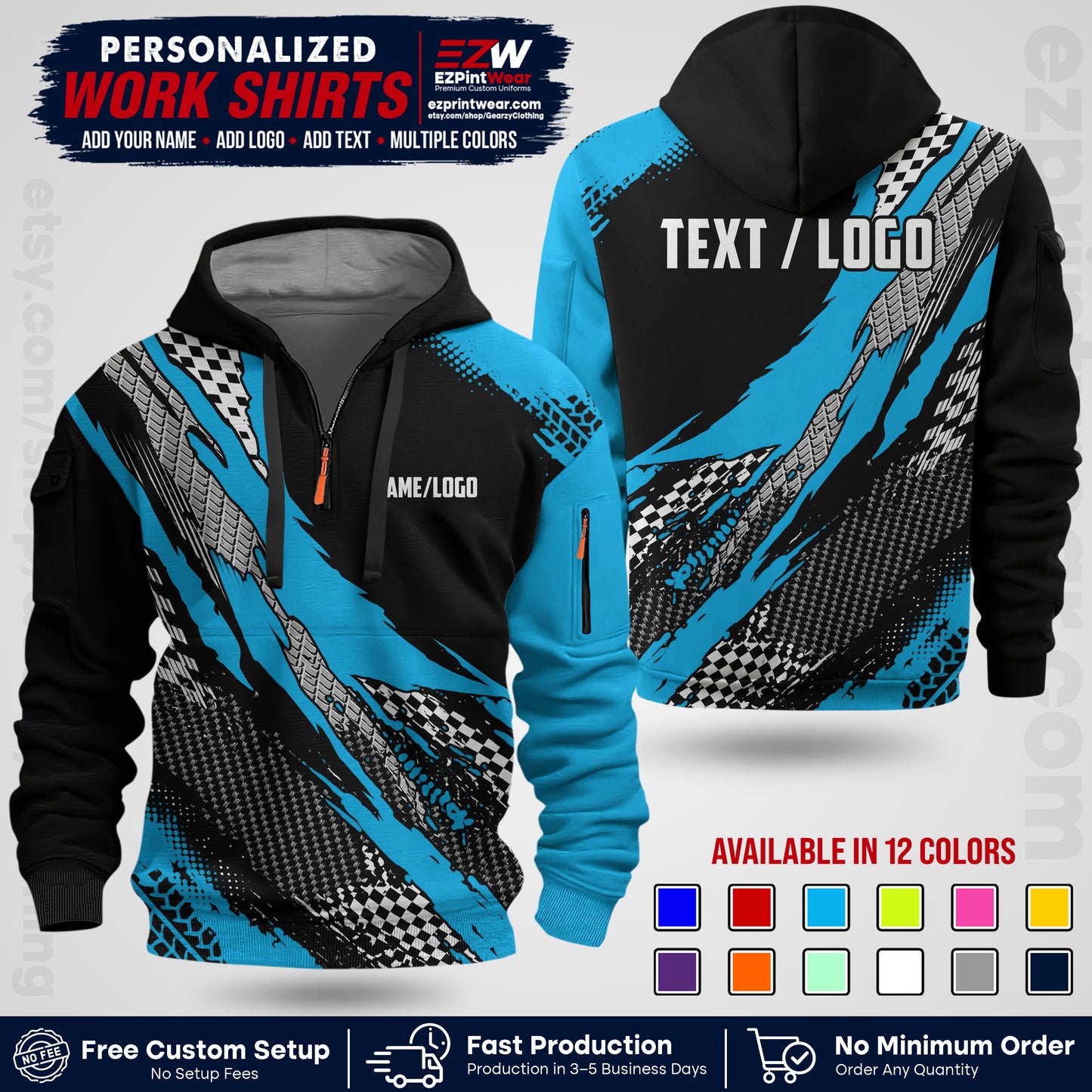 Custom Racing Shirt with Name, Logo & Text | Race Team Uniform | Crew Apparel RC05