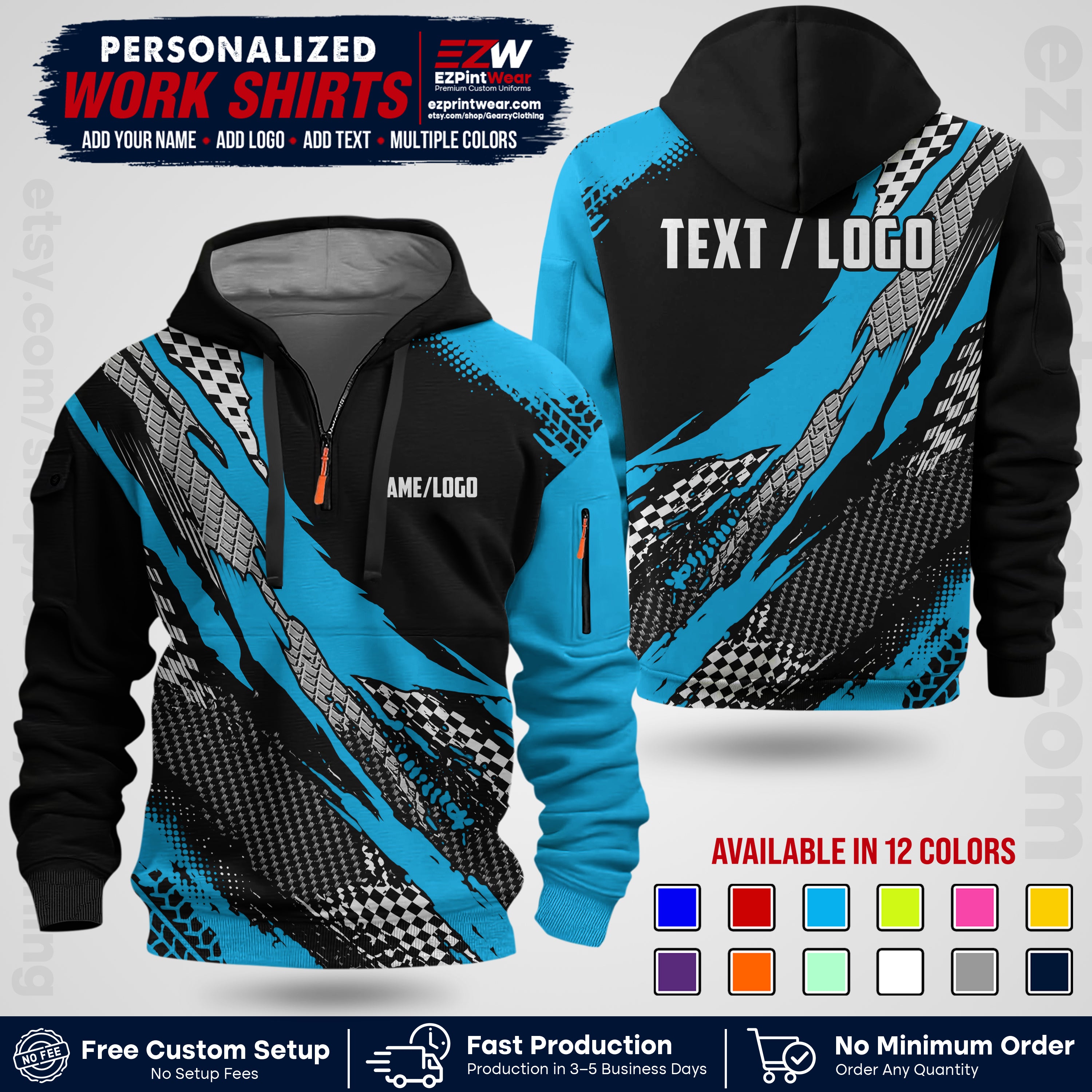 Custom Racing Shirt with Name, Logo & Text | Race Team Uniform | Crew Apparel RC05