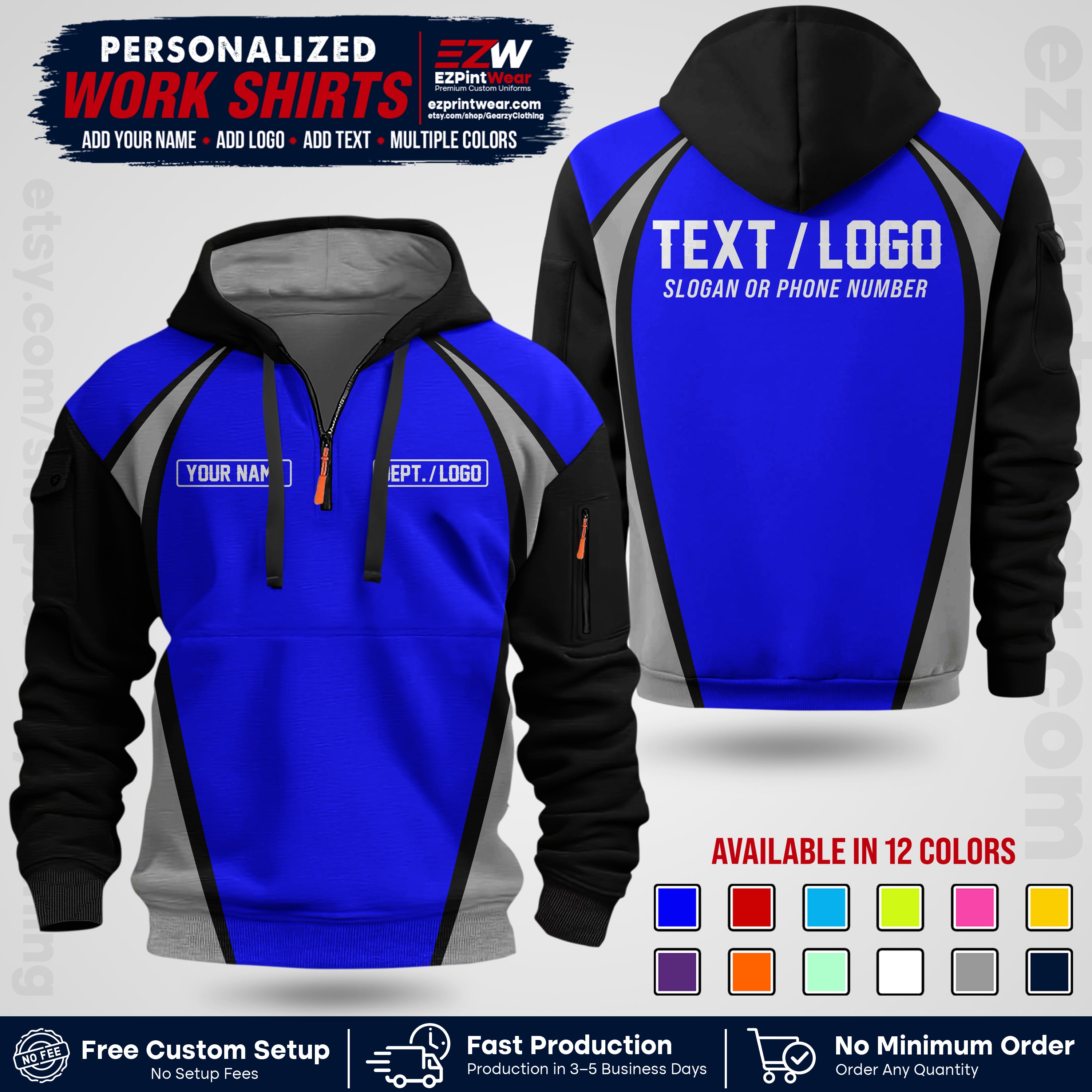 Custom All Over Print Work Uniform Shirt with Name, Logo & Text | Custom Hawaiian Shirt | Company Shirt | Employee Uniform UNF20