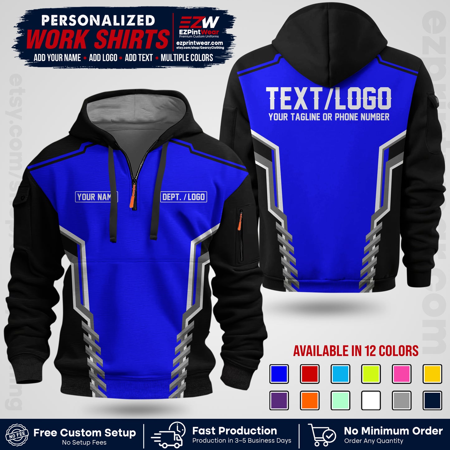 Custom All Over Print Work Uniform Shirt with Name, Logo & Text | Custom Hawaiian Shirt | Company Shirt | Employee Uniform UNF15