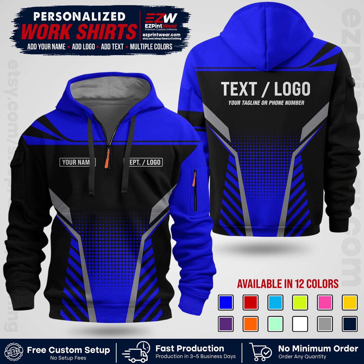 Custom All Over Print Work Uniform Shirt with Name, Logo & Text | Custom Hawaiian Shirt | Company Shirt | Employee Uniform UNF08