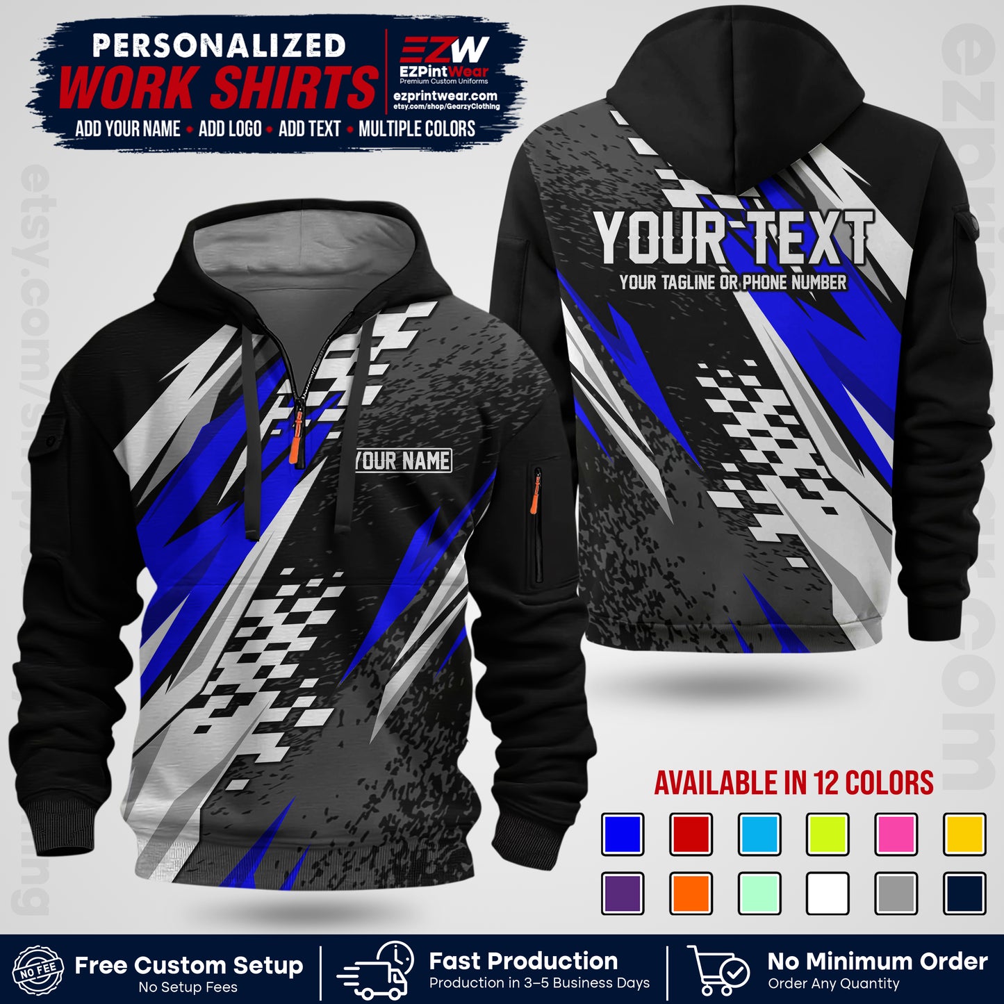Custom Racing Shirt with Name, Logo & Text | Race Team Uniform | Crew Apparel RC03