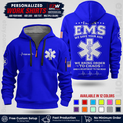 Custom EMS Shirt with Name, Logo & Text | EMS Team Uniform | First Responder Workwear EMSU05