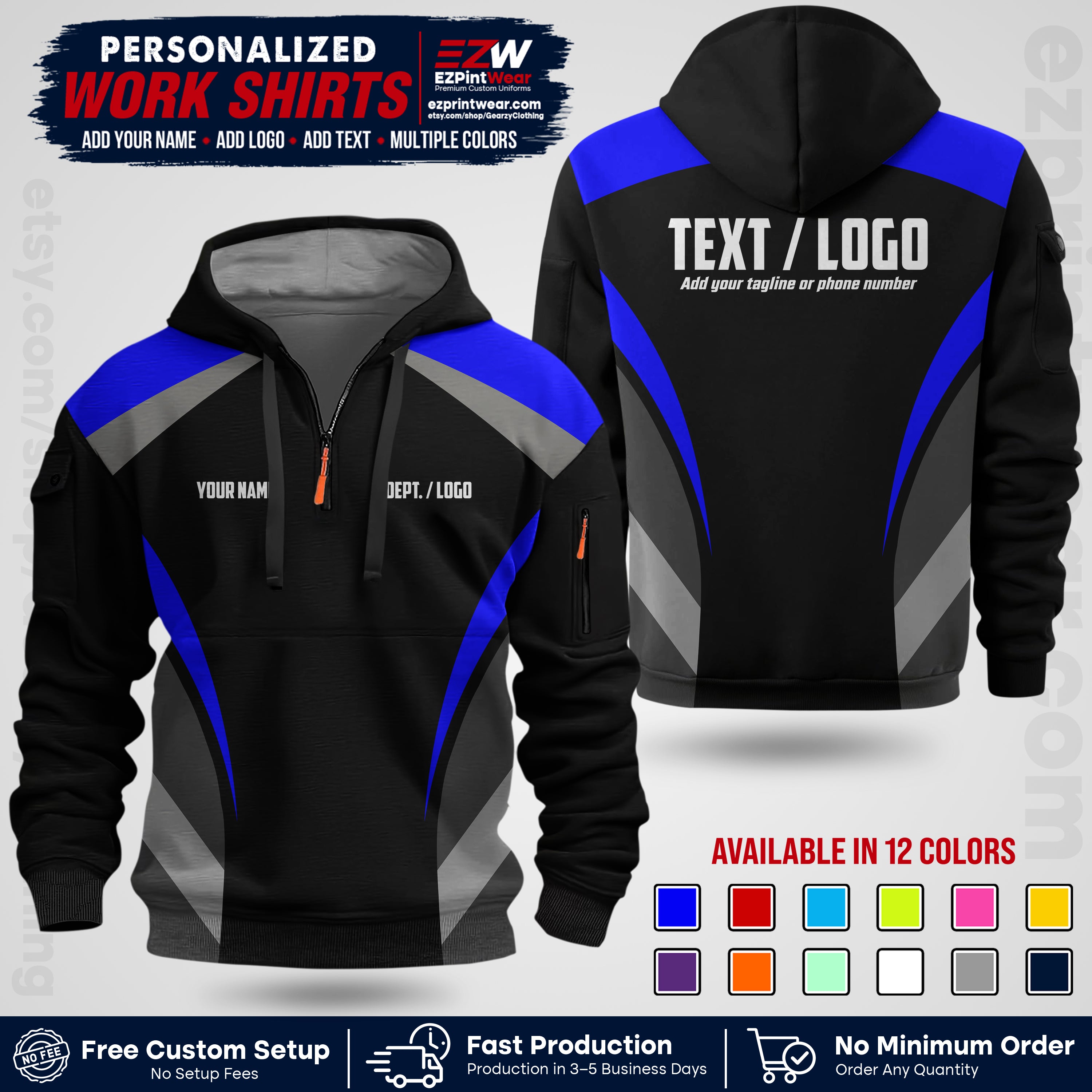 Custom All Over Print Work Uniform Shirt with Name, Logo & Text | Custom Hawaiian Shirt | Company Shirt | Employee Uniform UNF03