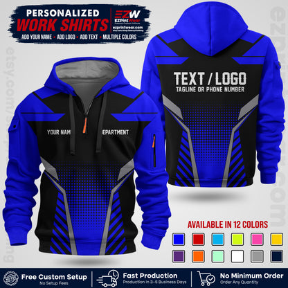 Custom All Over Print Work Uniform Shirt with Name, Logo & Text | Custom Hawaiian Shirt | Company Shirt | Employee Uniform UNF06