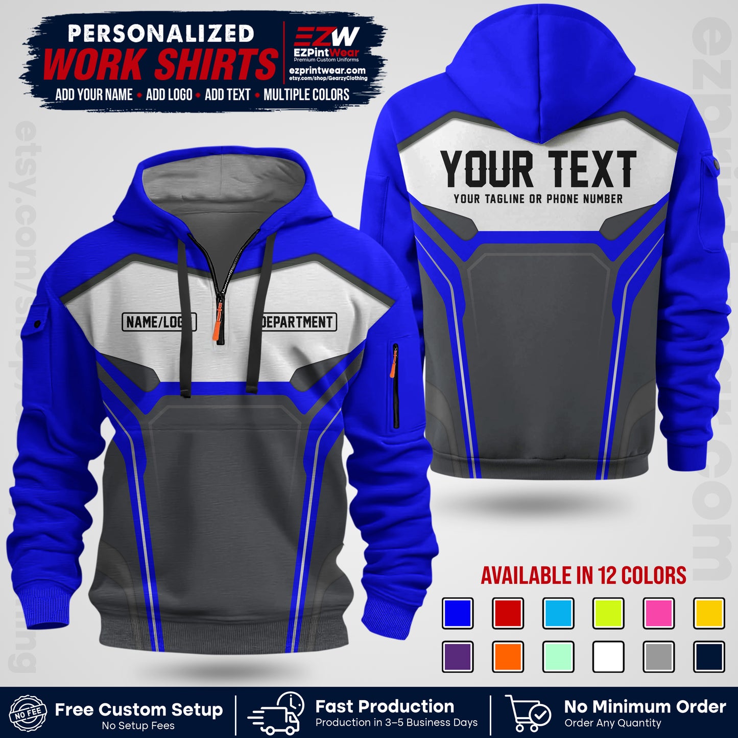 Custom All Over Print Work Uniform Shirt with Name, Logo & Text | Custom Hawaiian Shirt | Company Shirt | Employee Uniform UNF05