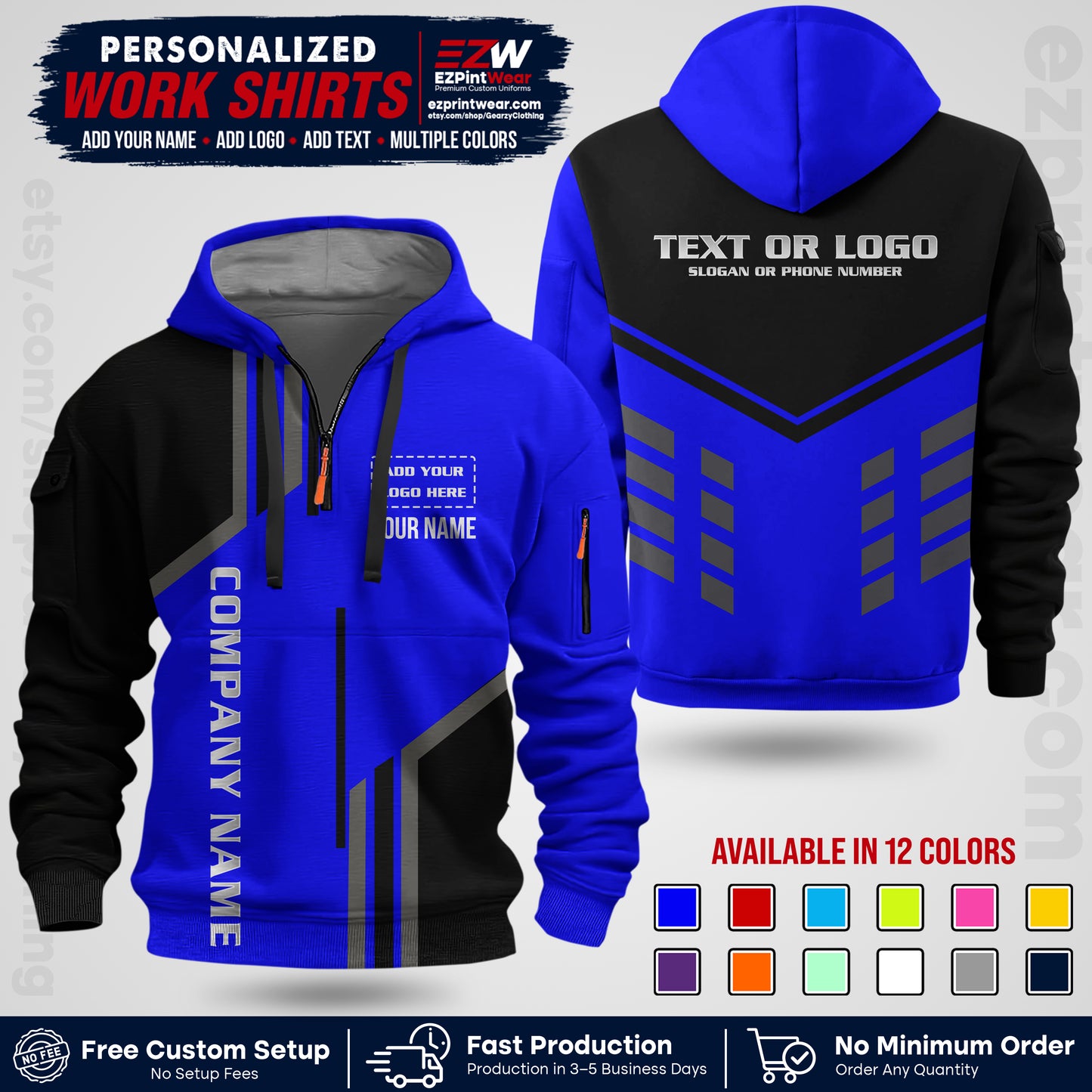 Custom All Over Print Work Uniform Shirt with Name, Logo & Text | Custom Hawaiian Shirt | Company Shirt | Employee Uniform UNF10