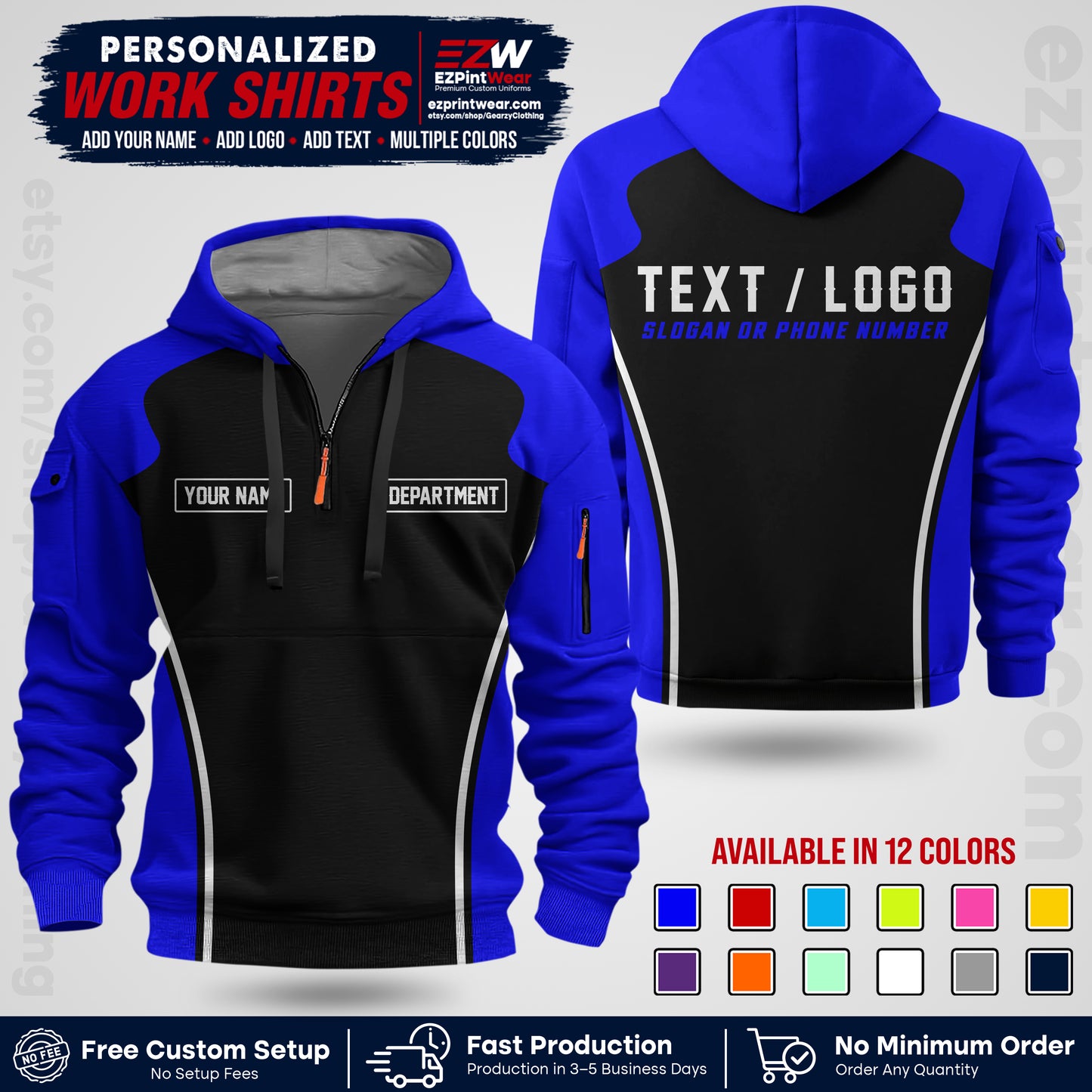 Custom All Over Print Work Uniform Shirt with Name, Logo & Text | Custom Hawaiian Shirt | Company Shirt | Employee Uniform UNF16