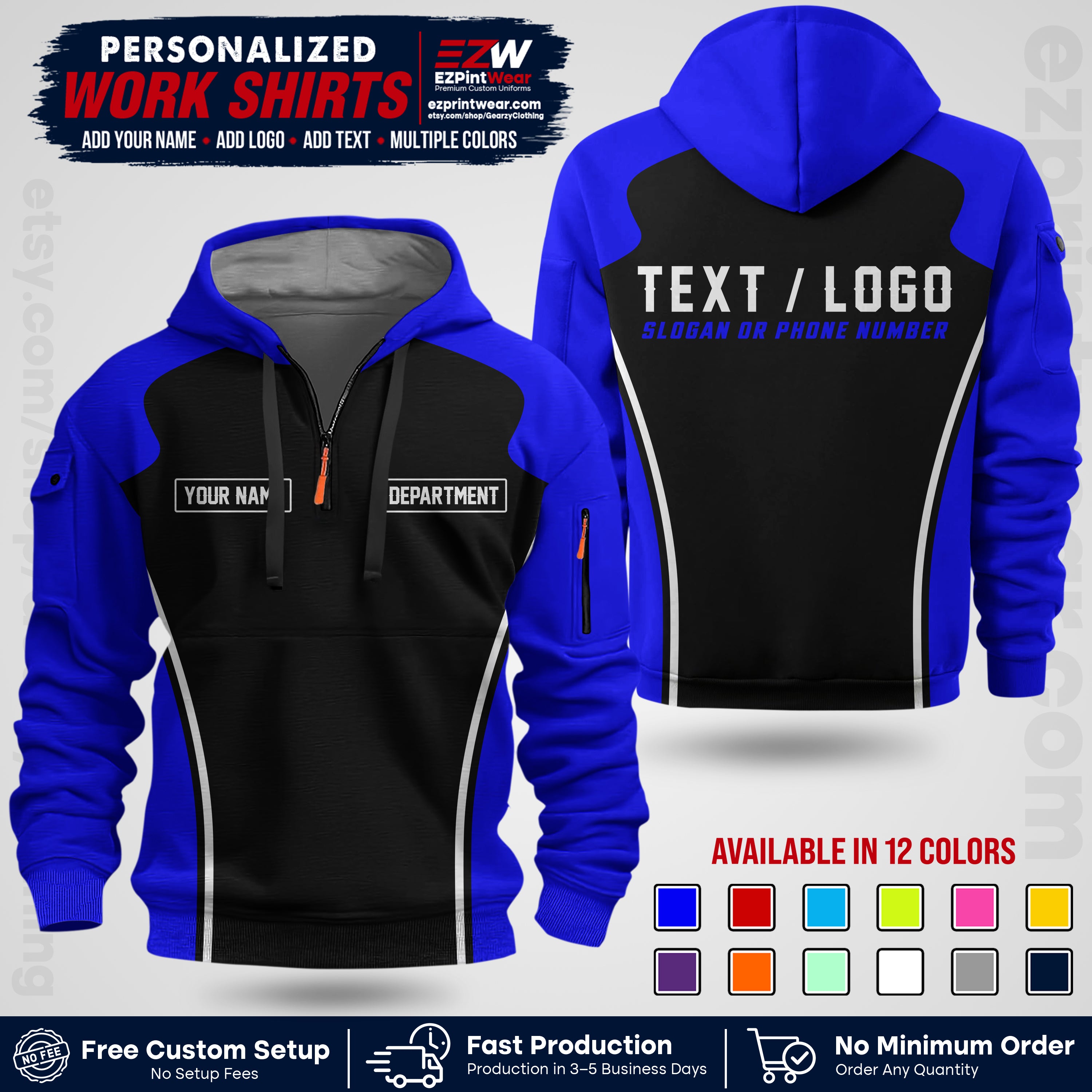 Custom All Over Print Work Uniform Shirt with Name, Logo & Text | Custom Hawaiian Shirt | Company Shirt | Employee Uniform UNF16