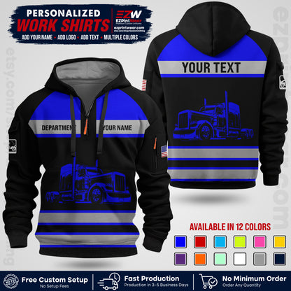 Personalized Truck Driver Workwear Uniform | Custom Safety Stripe Apparel | Non-Reflective Reflective Style Design TW02