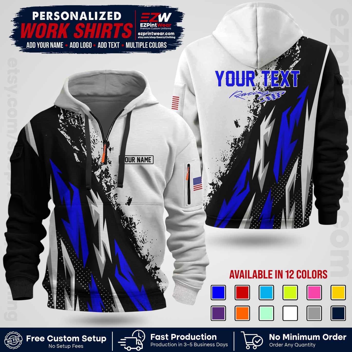 Custom Racing Shirt with Name, Logo & Text | Race Team Uniform | Crew Apparel RC08