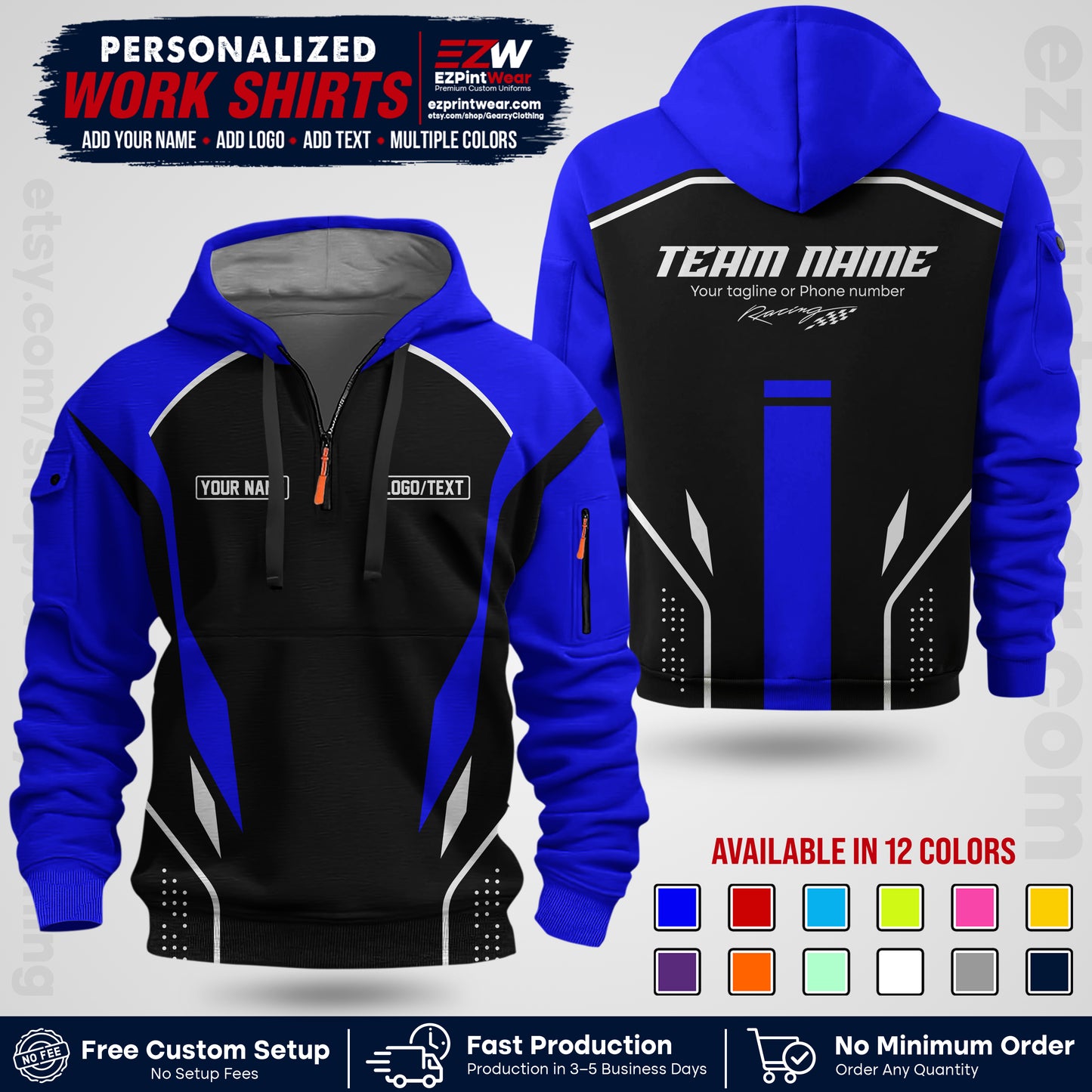 Custom Racing Shirt with Name, Logo & Text | Race Team Uniform | Crew Apparel RC06