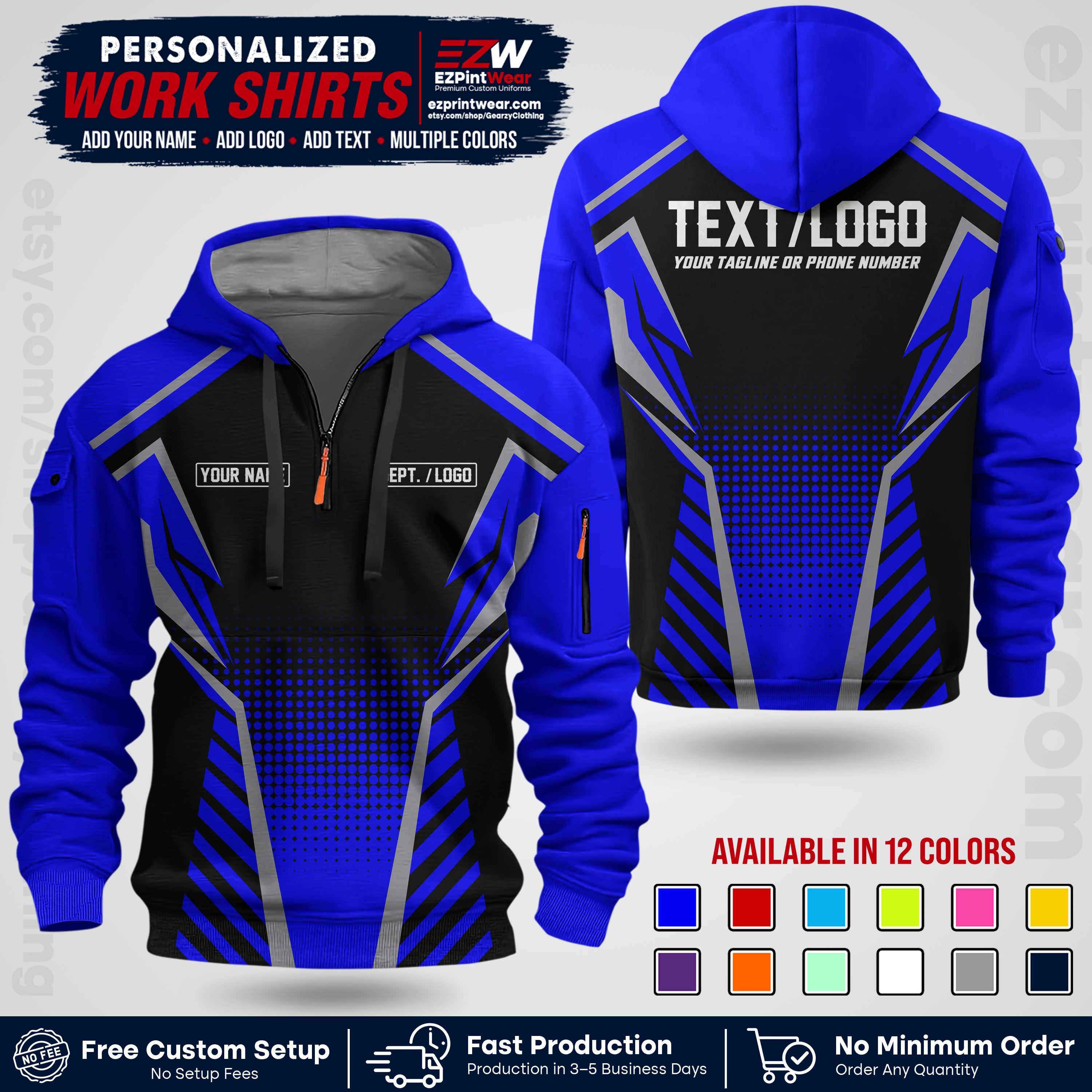 Custom All Over Print Work Uniform Shirt with Name, Logo & Text | Custom Hawaiian Shirt | Company Shirt | Employee Uniform UNF14