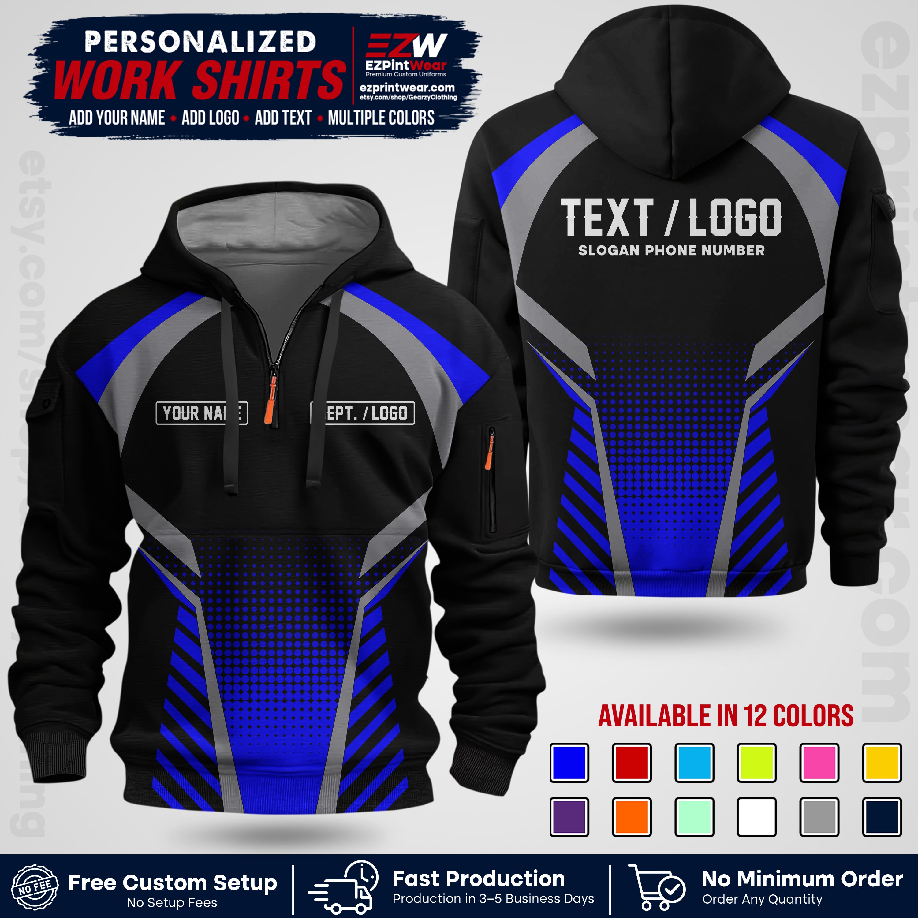 Custom All Over Print Work Uniform Shirt with Name, Logo & Text | Custom Hawaiian Shirt | Company Shirt | Employee Uniform UNF19