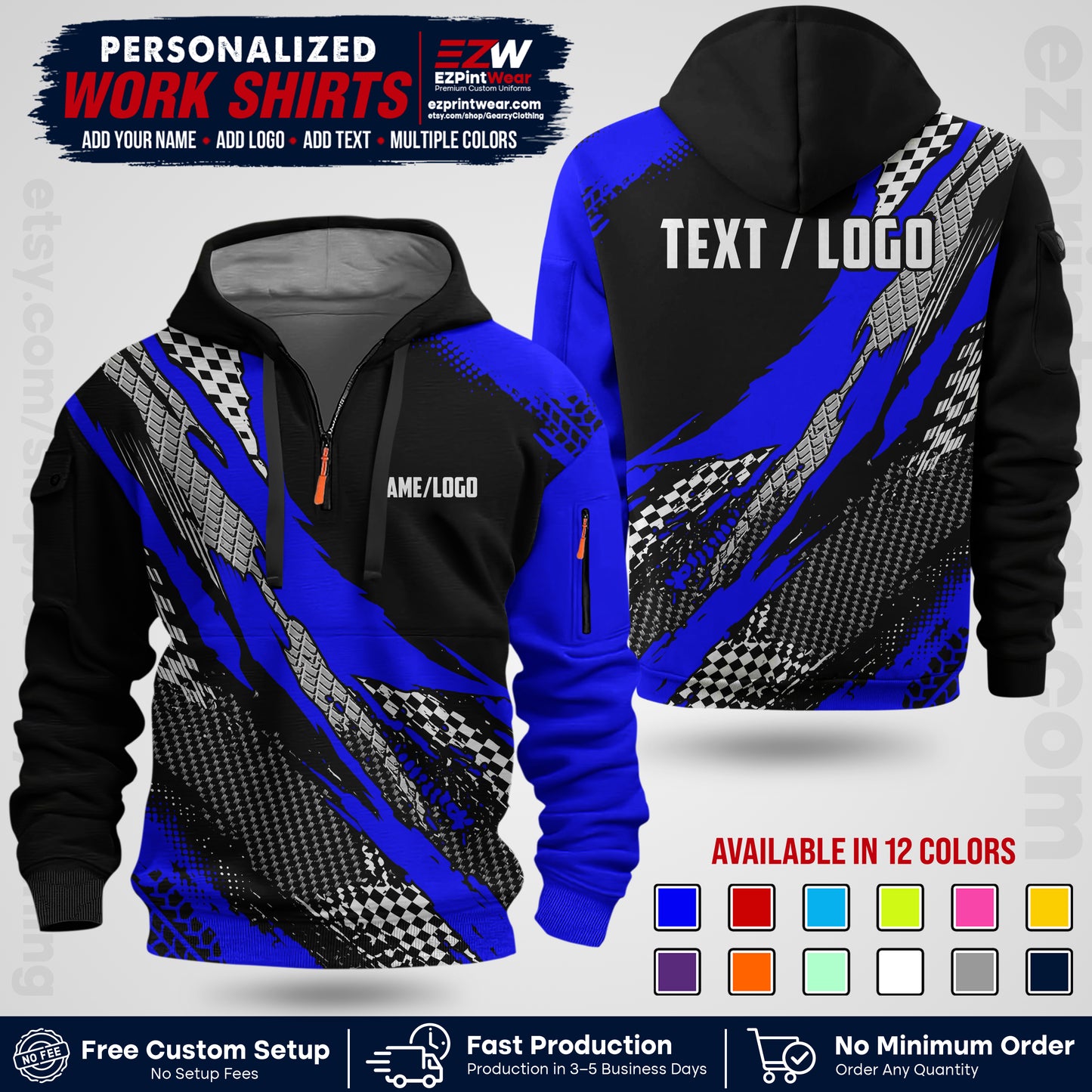 Custom Racing Shirt with Name, Logo & Text | Race Team Uniform | Crew Apparel RC05