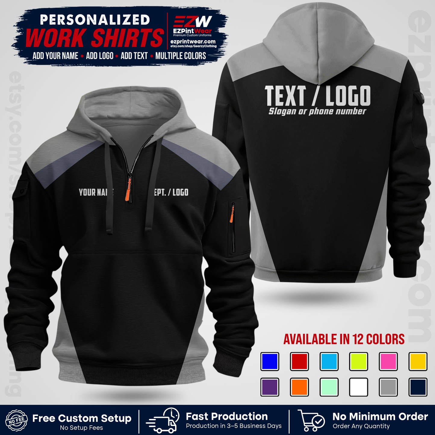 Custom All Over Print Work Uniform Shirt with Name, Logo & Text | Custom Hawaiian Shirt | Company Shirt | Employee Uniform UNF02