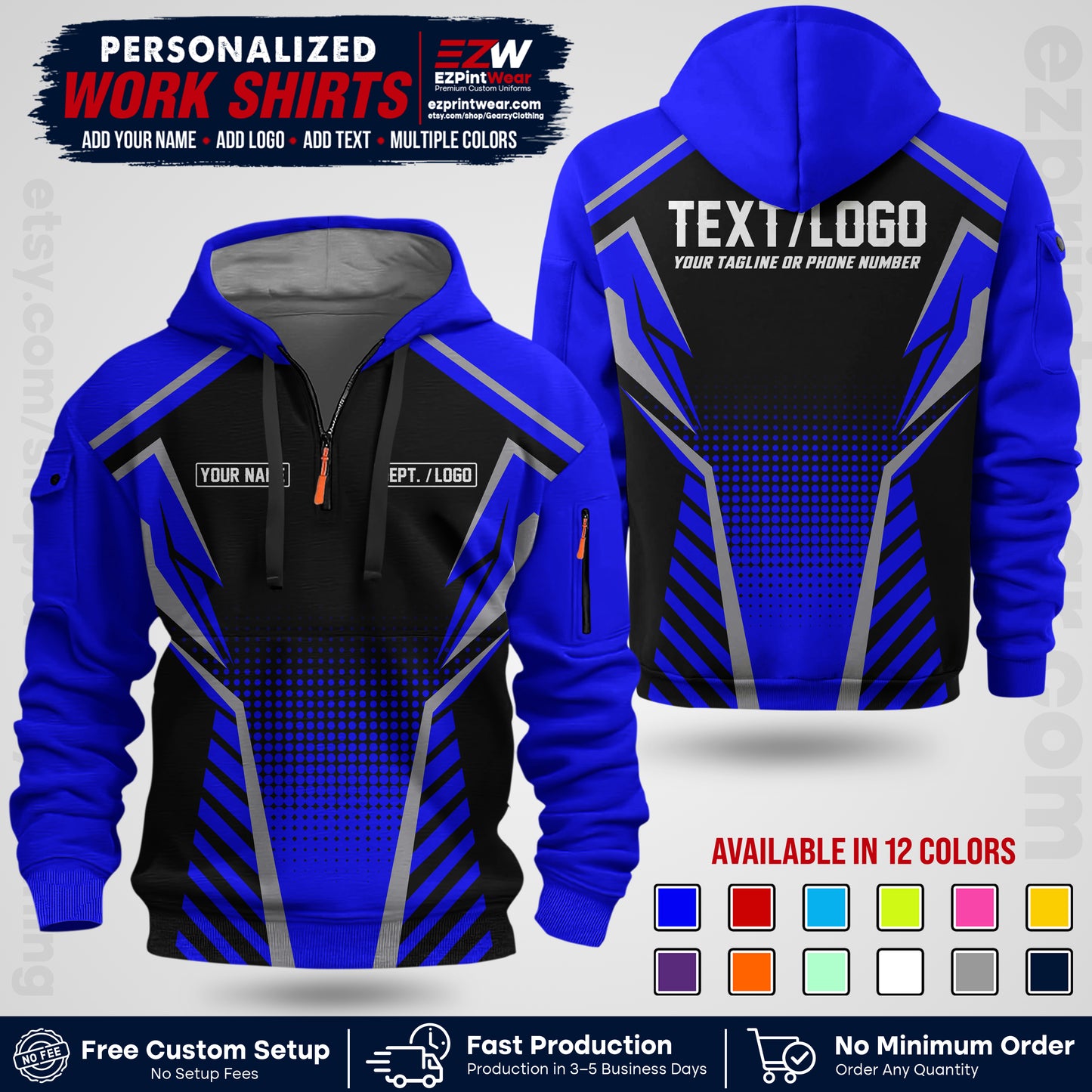 Custom All Over Print Work Uniform Shirt with Name, Logo & Text | Custom Hawaiian Shirt | Company Shirt | Employee Uniform UNF13
