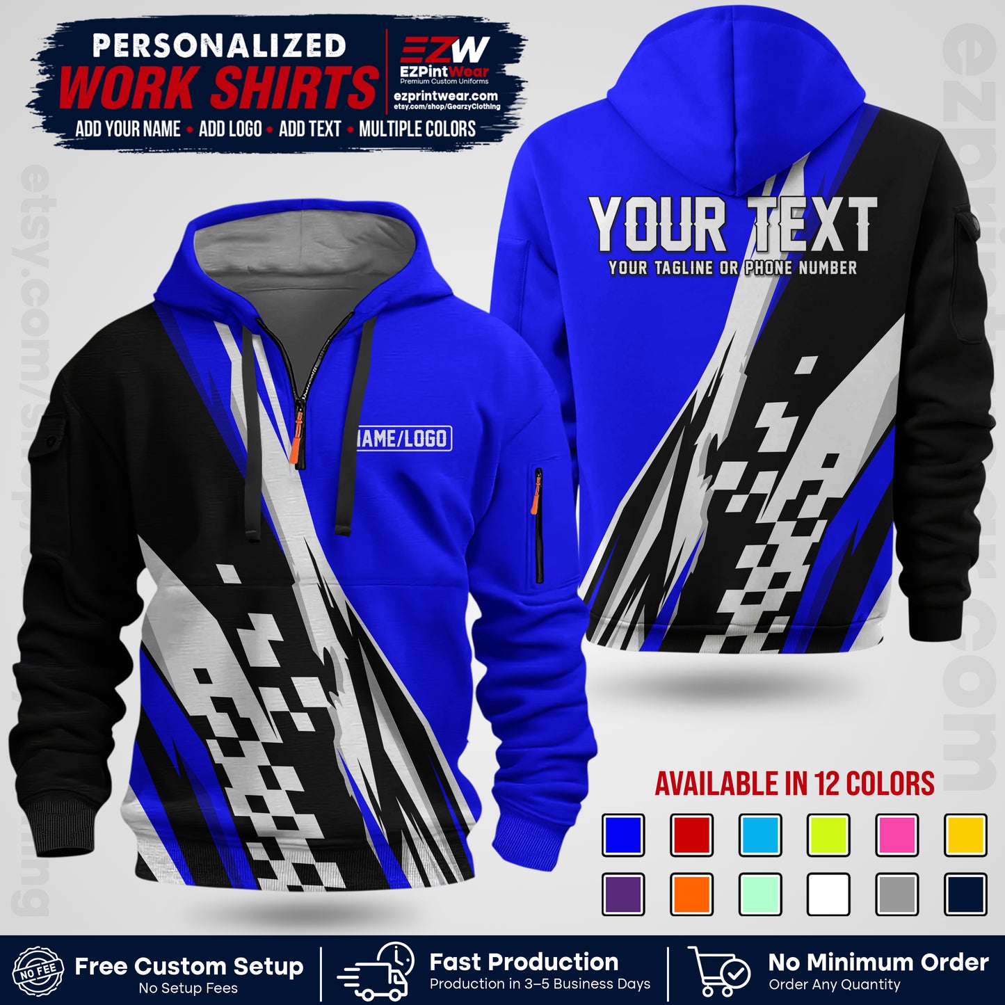 Custom Racing Shirt with Name, Logo & Text | Race Team Uniform | Crew Apparel RC04